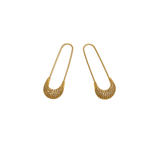 Zirkon Taşlı Uzun Form Küpe