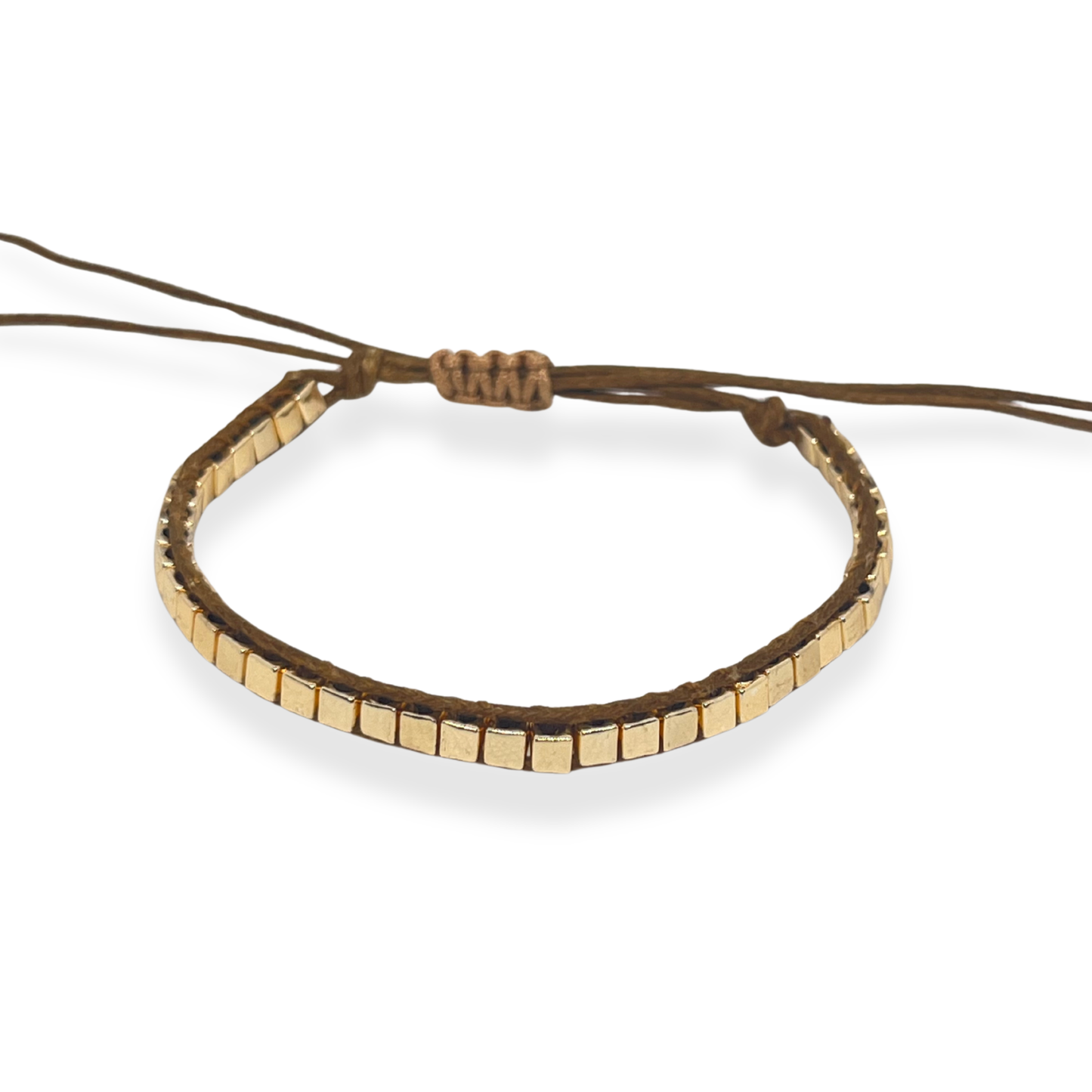 Kare Boncuk Detaylı İpli Bileklik