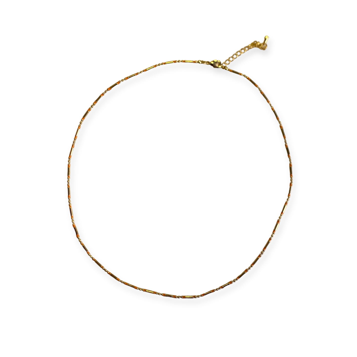 Kırmızı Boncuk Detaylı Altın Zincir Kolye