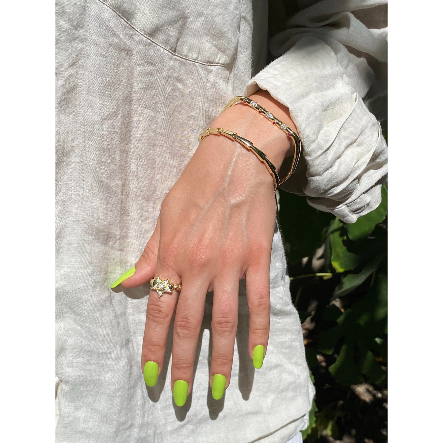 Altın Kaplama Yıldız Taşlı Boncuk Yüzük