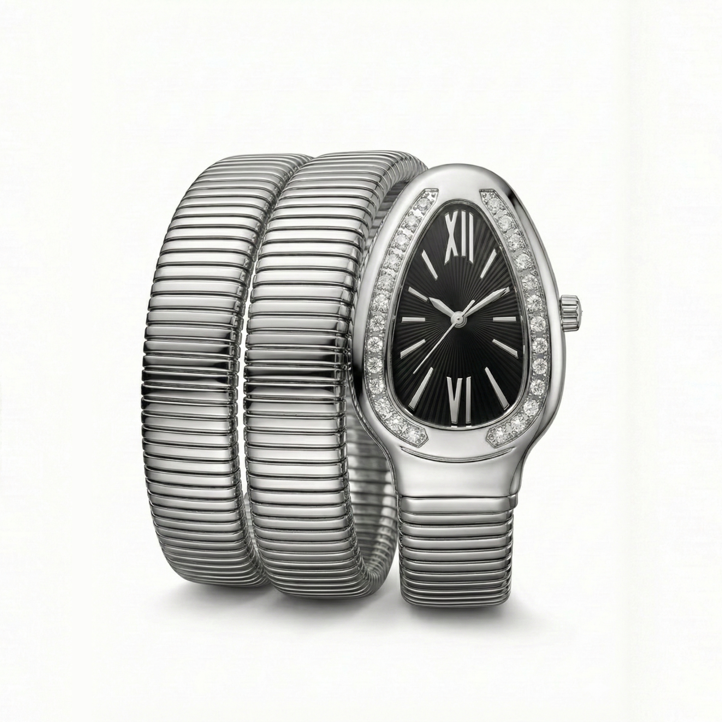 Snake Black Silver Saat