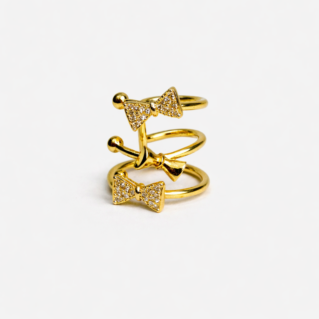 Shiny Bow Gold Ear Cuff