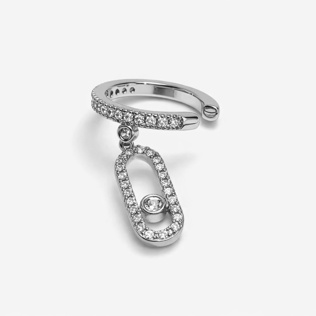 Charm Drop Silver Ear Cuff