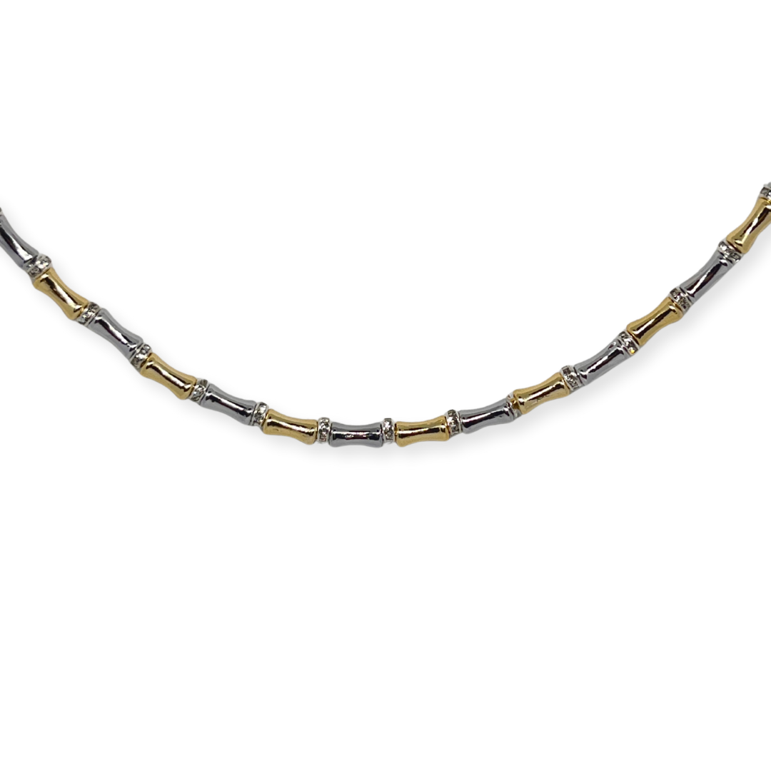 Altın & Gümüş Bambu Zincir Kolye