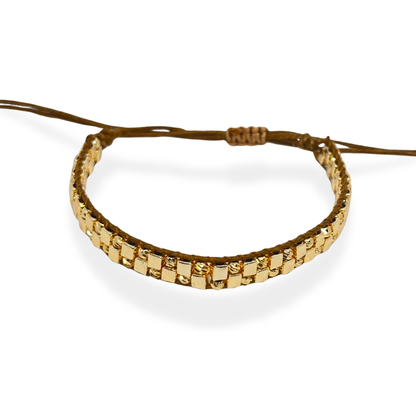 Kare ve Boncuklu İpli Bileklik