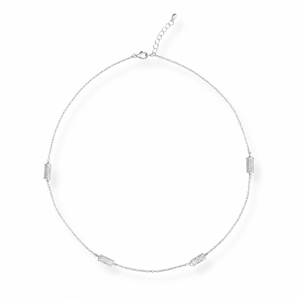 Zircon Bar Silver Kolye