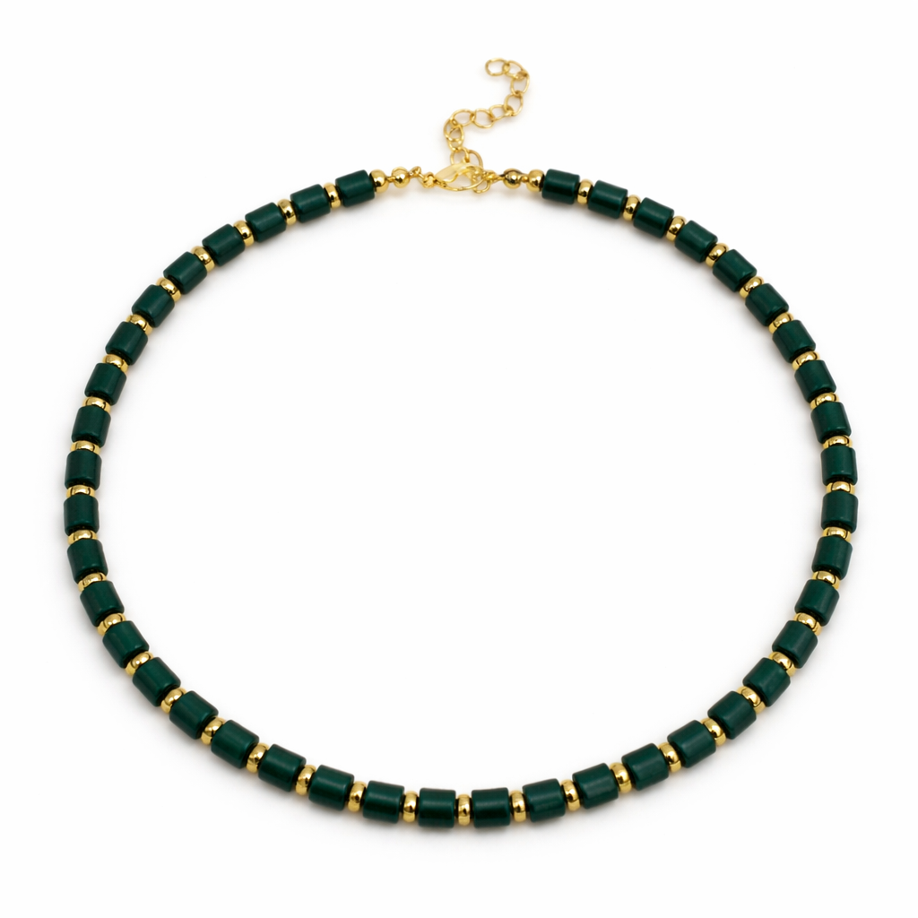 Amber Touch Green Gold Kolye