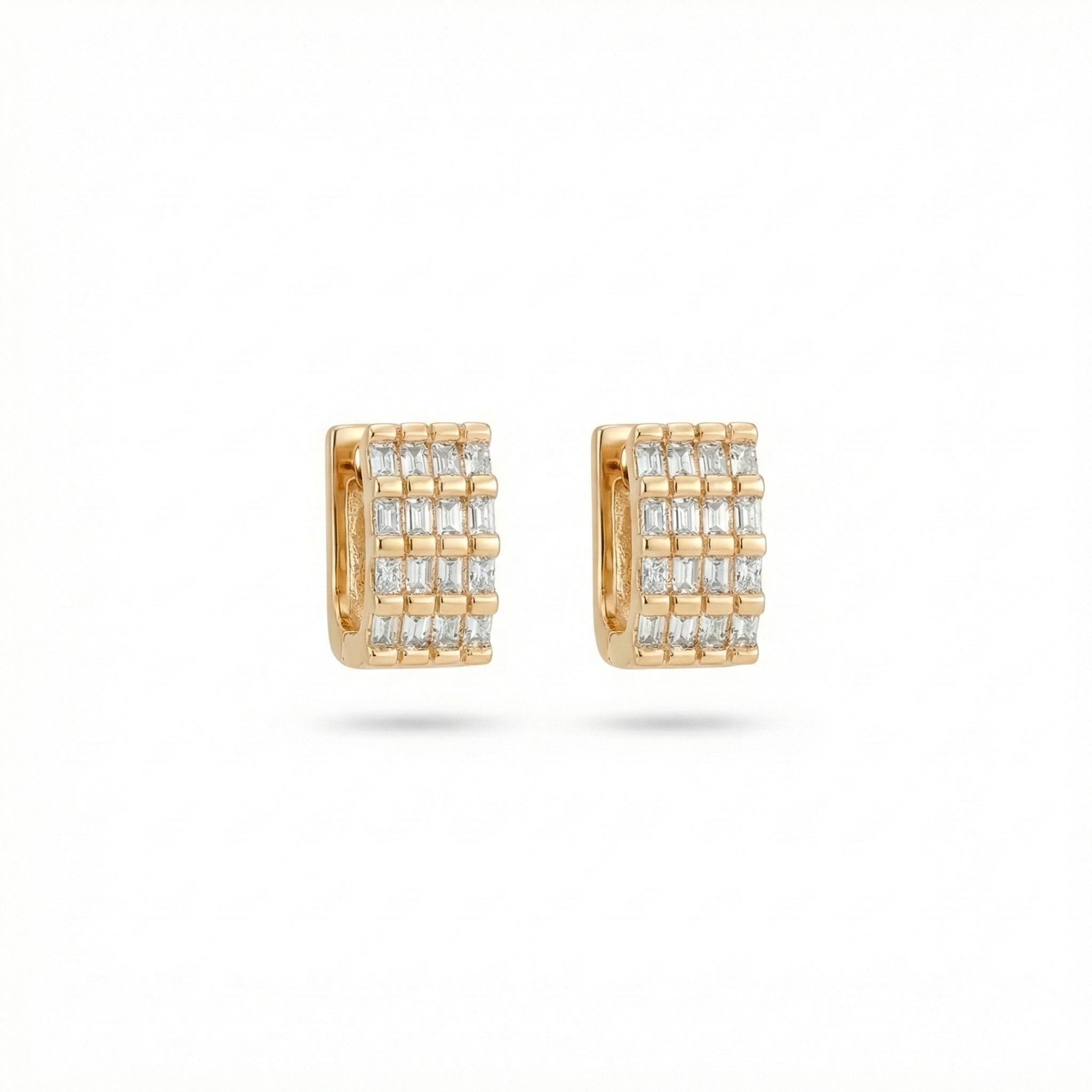 Baguette Grid Gold Küpe