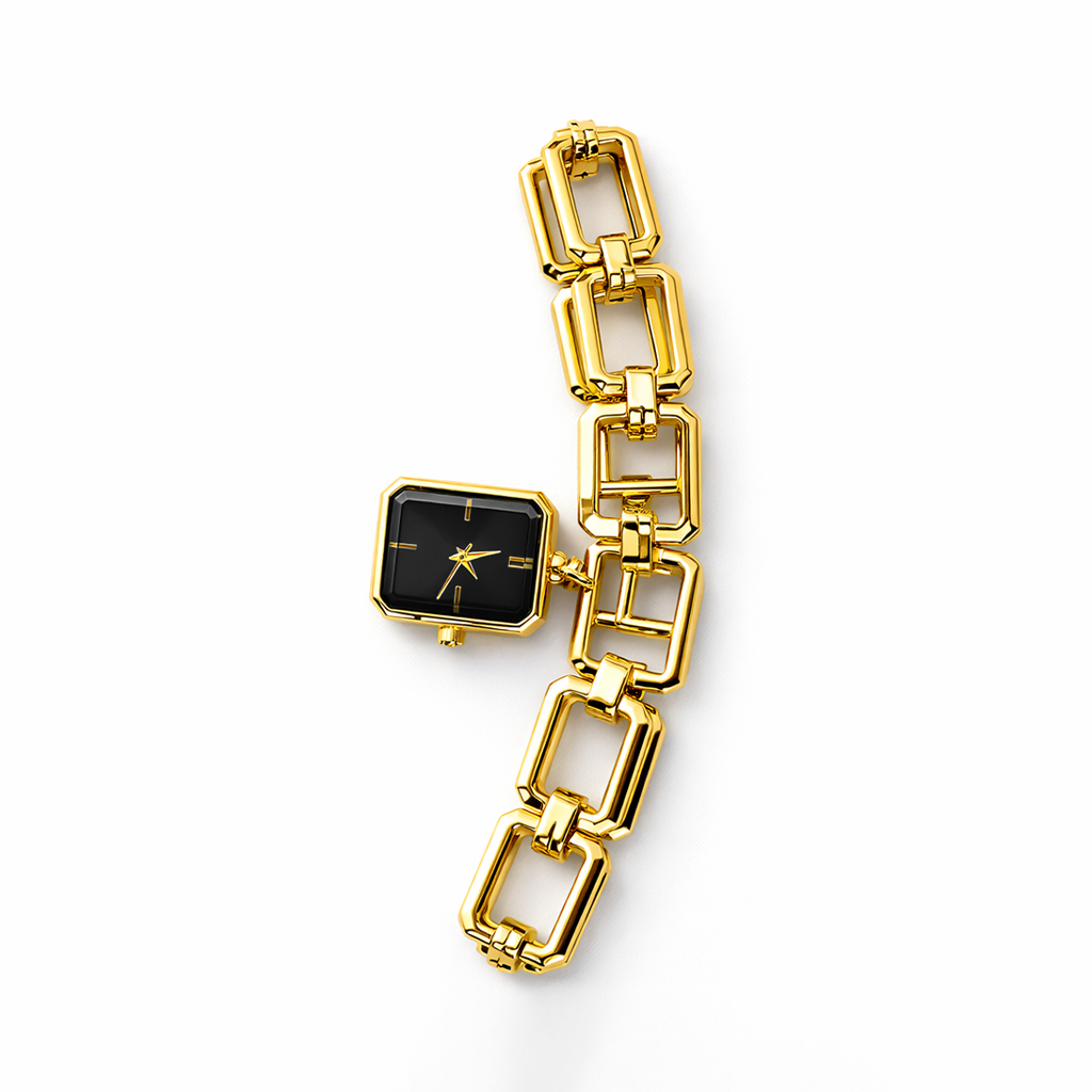 Charm Chain Black Gold Bilezik Saat