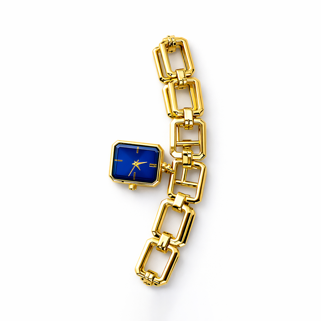 Charm Chain Navy Blue Gold Bilezik Saat
