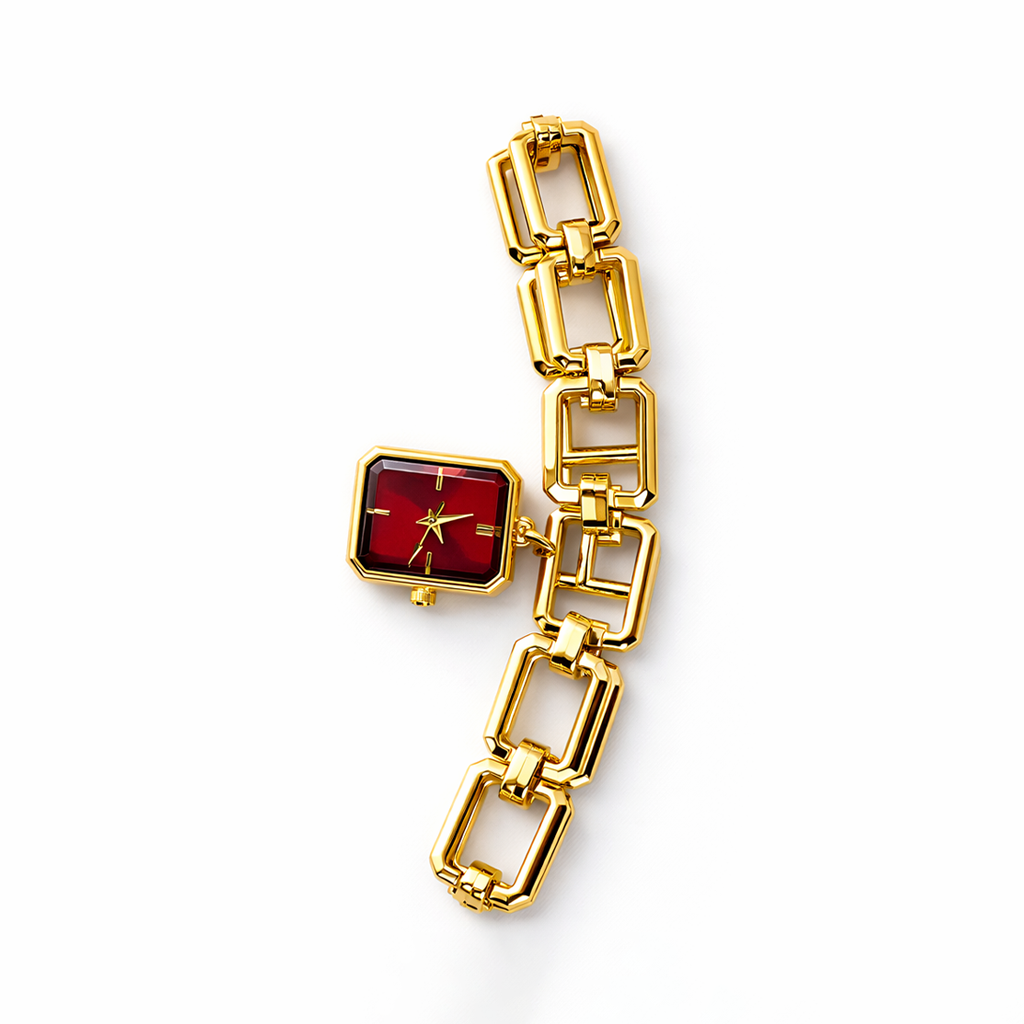 Charm Chain Red Gold Bilezik Saat
