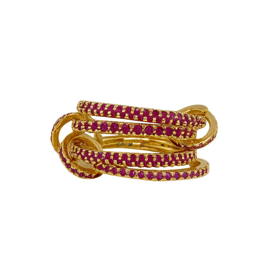 Pembe Zirkon Taşlı Spinelli Model Çelik Yüzük