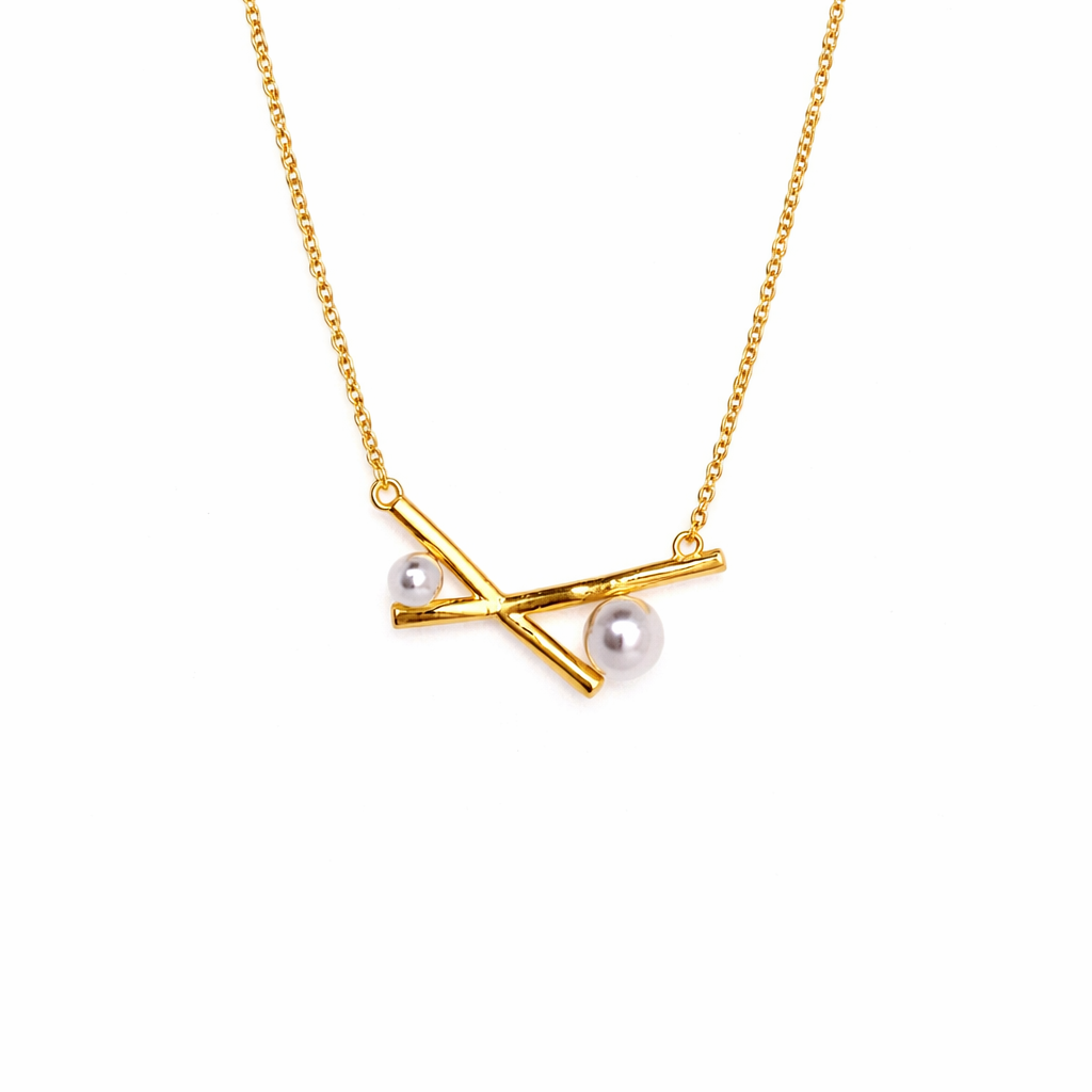 Cross Pearl Gold Kolye