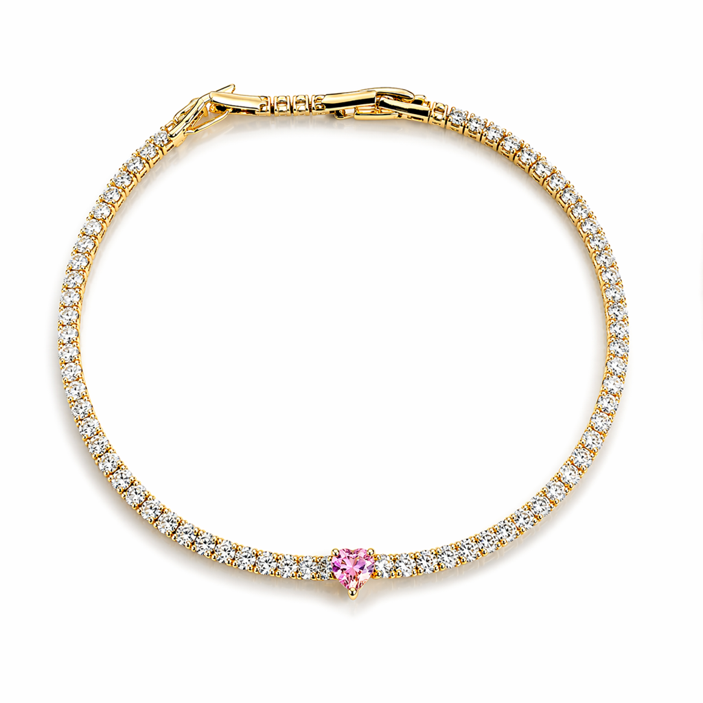 Crystal Heart Gold Bileklik