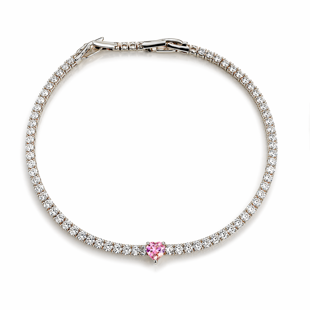 Crystal Heart Silver Bileklik