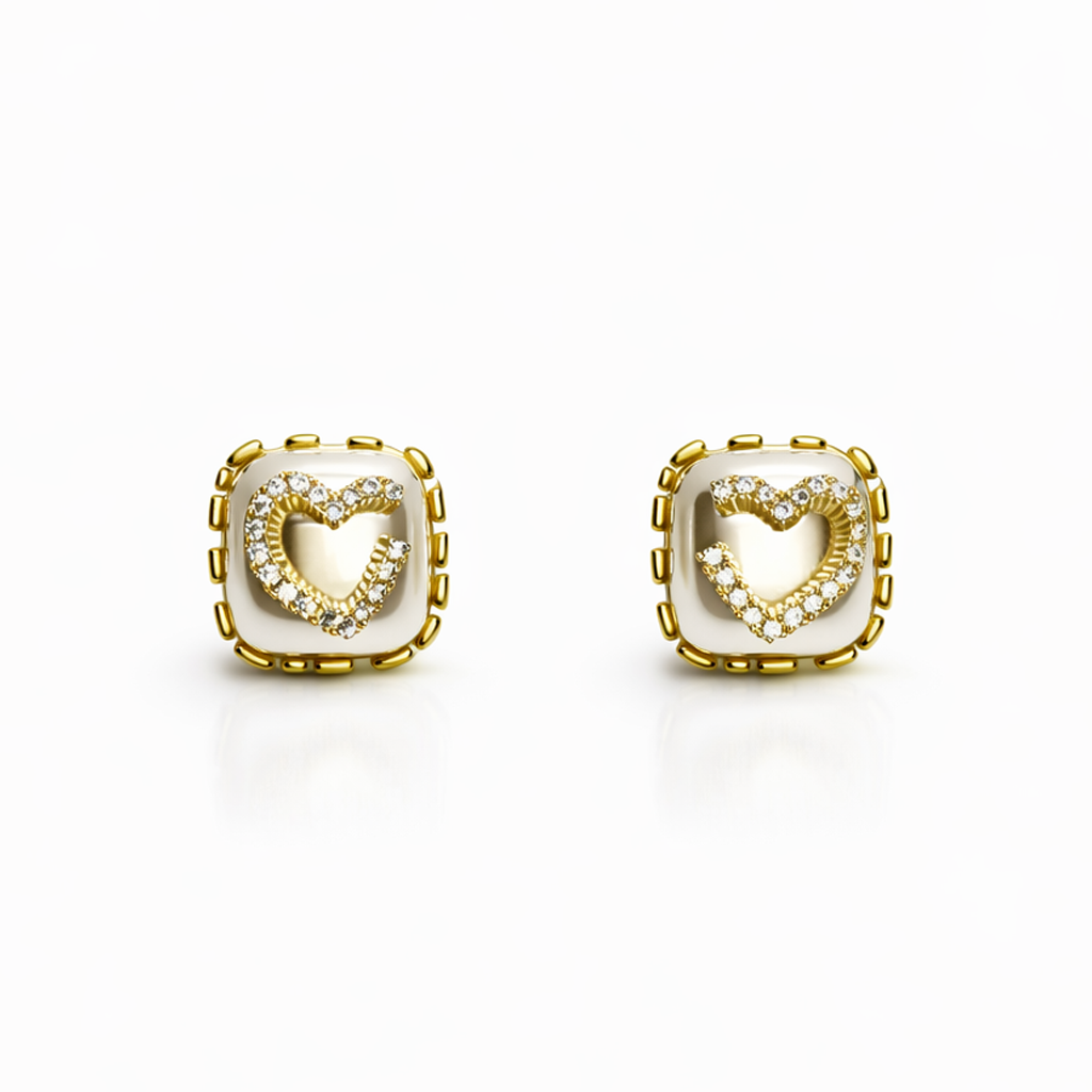Framed Heart Gold Küpe