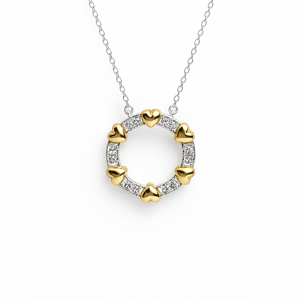 Heart Circles Silver Gold Kolye