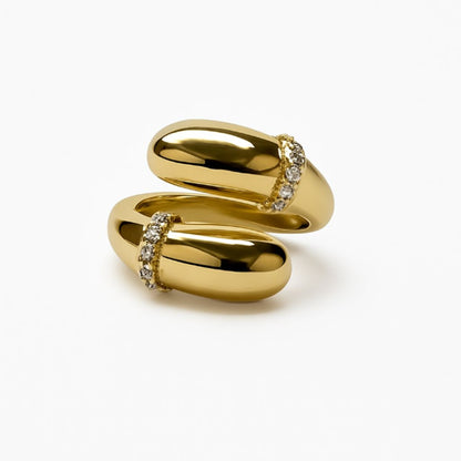 Gold Taş Detaylı Kapsül Form Ayarlanabilir Yüzük