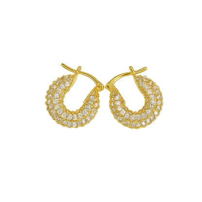 Zirkon Taşlı Işıltılı Çelik Halka Küpe