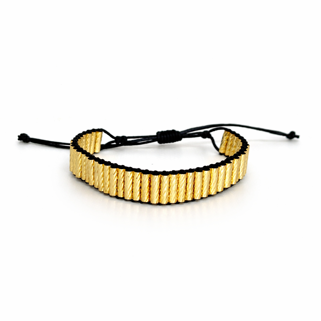 Line Black İpli Gold Bileklik