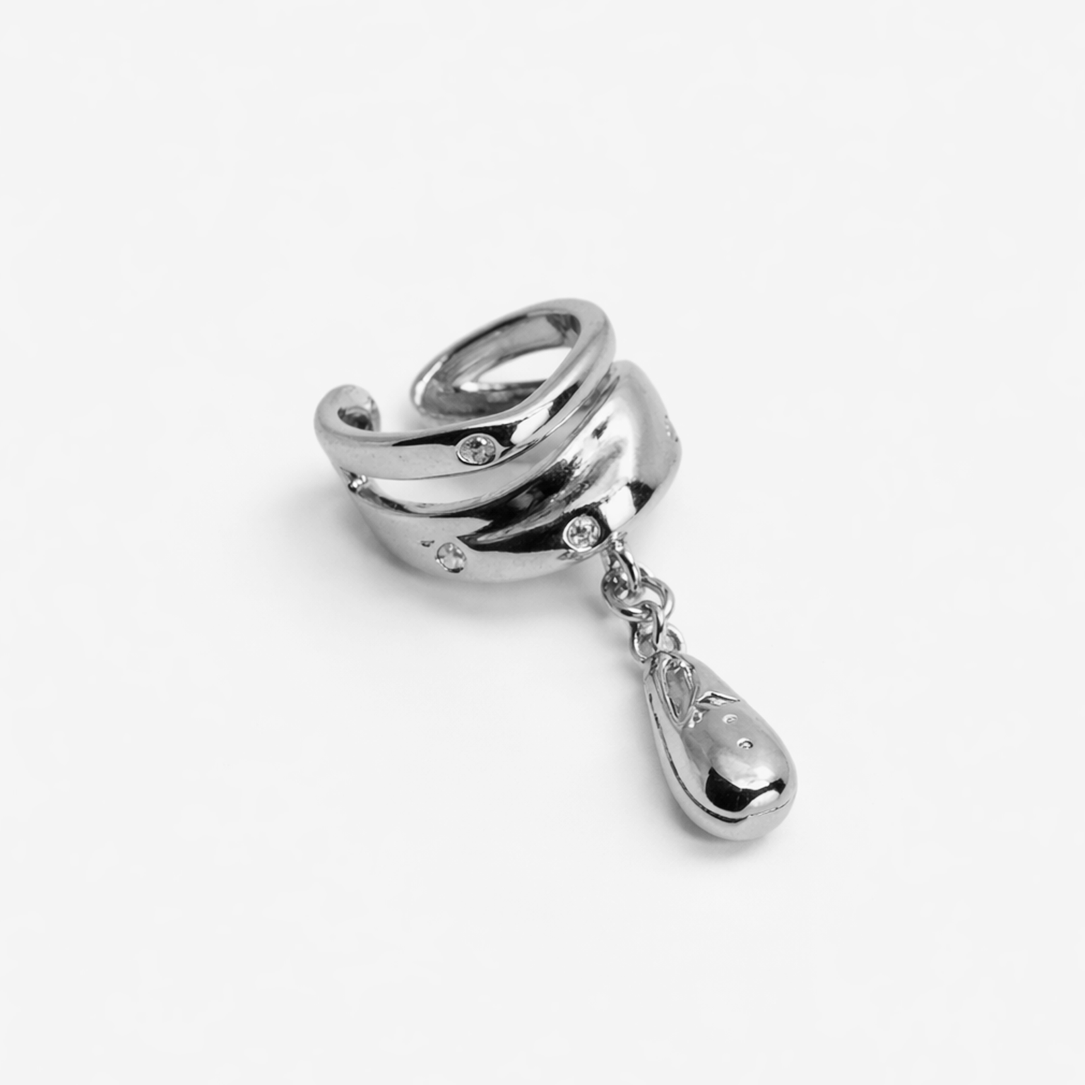 Luna Drop Silver Ear Cuff