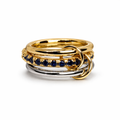Midnight Sapphire Silver Gold Yüzük