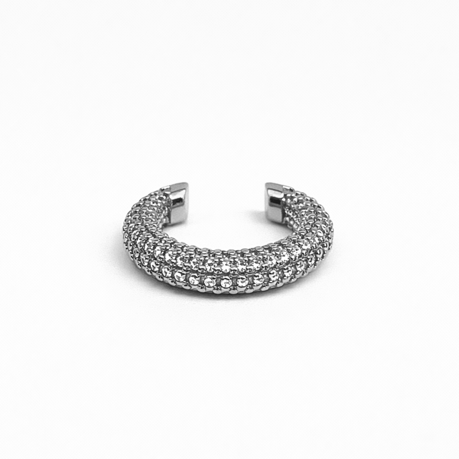 Pave Glow Silver Ear Cuff