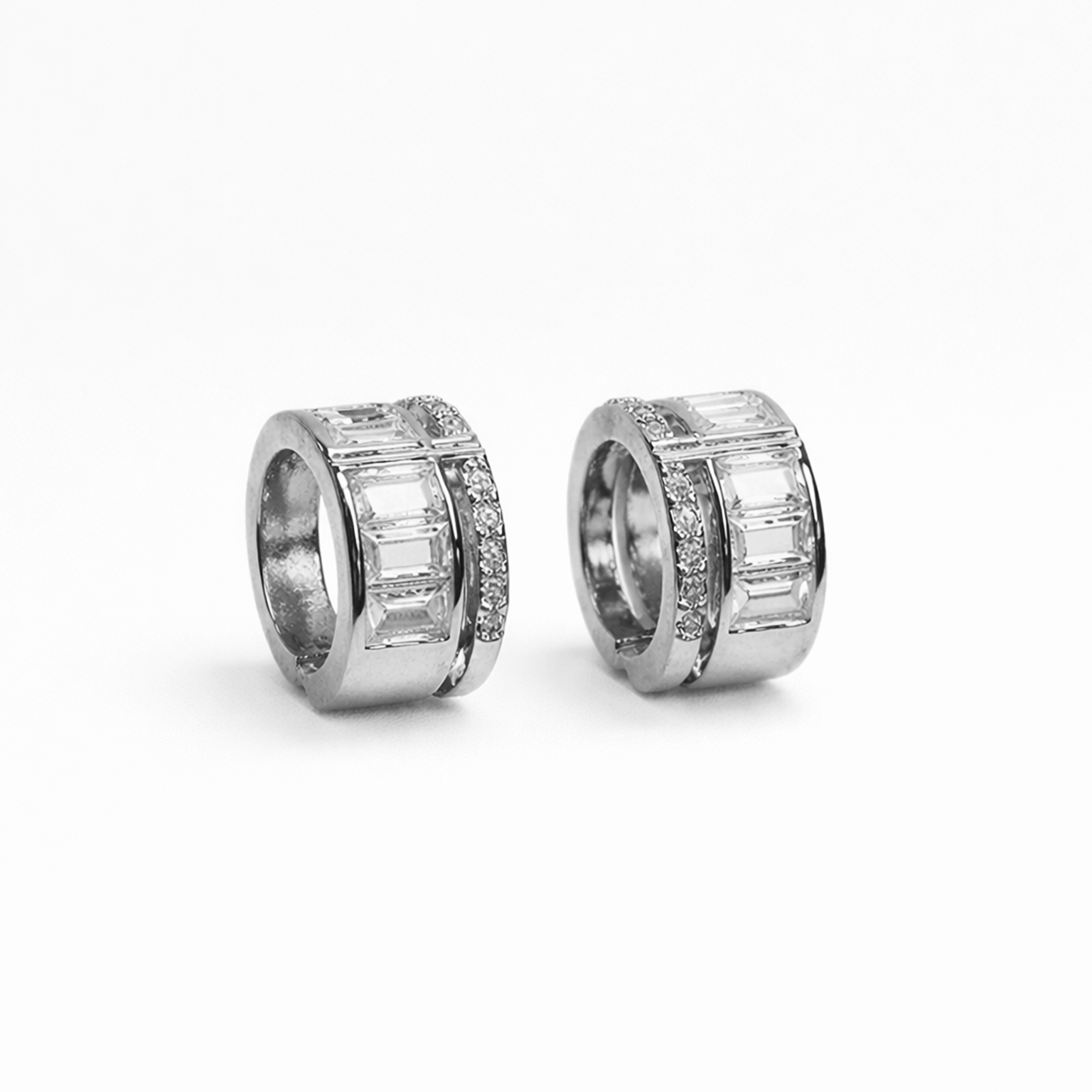 Round Double Silver Ear Cuff