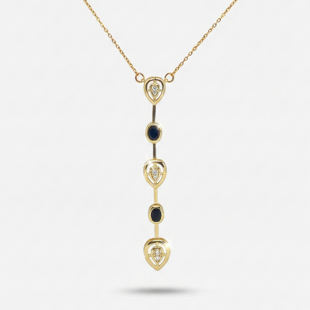 Ruby Drop Black Gold Kolye