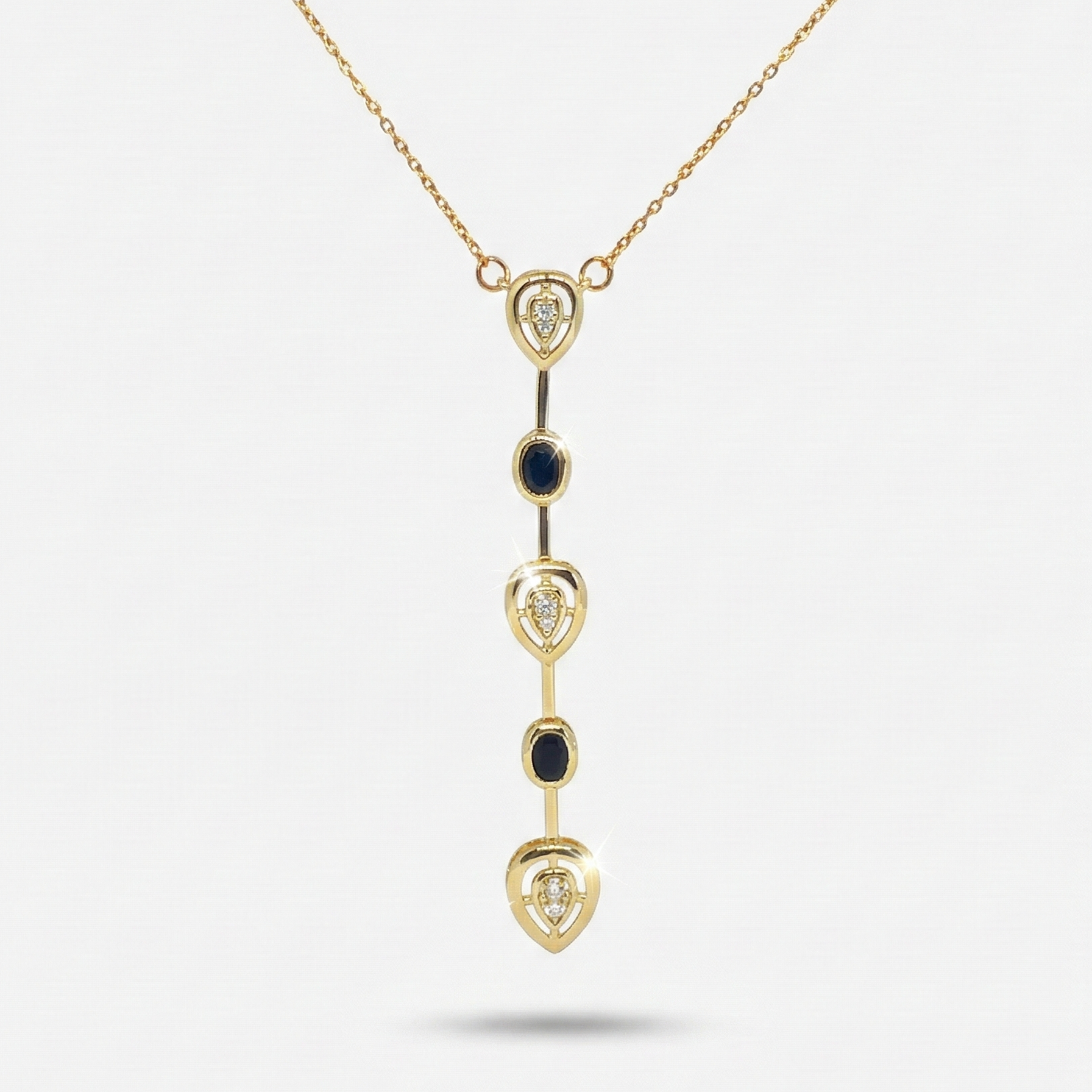 Ruby Drop Black Gold Kolye