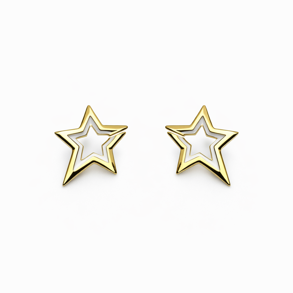 Star Shine White Gold Küpe