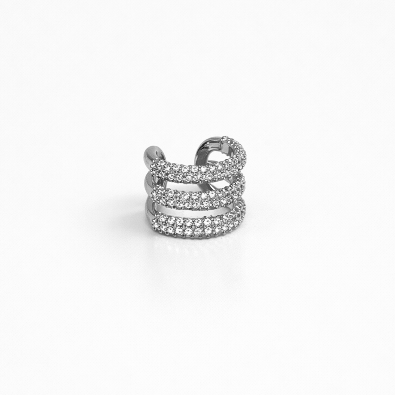 Triple Pave Silver Ear Cuff
