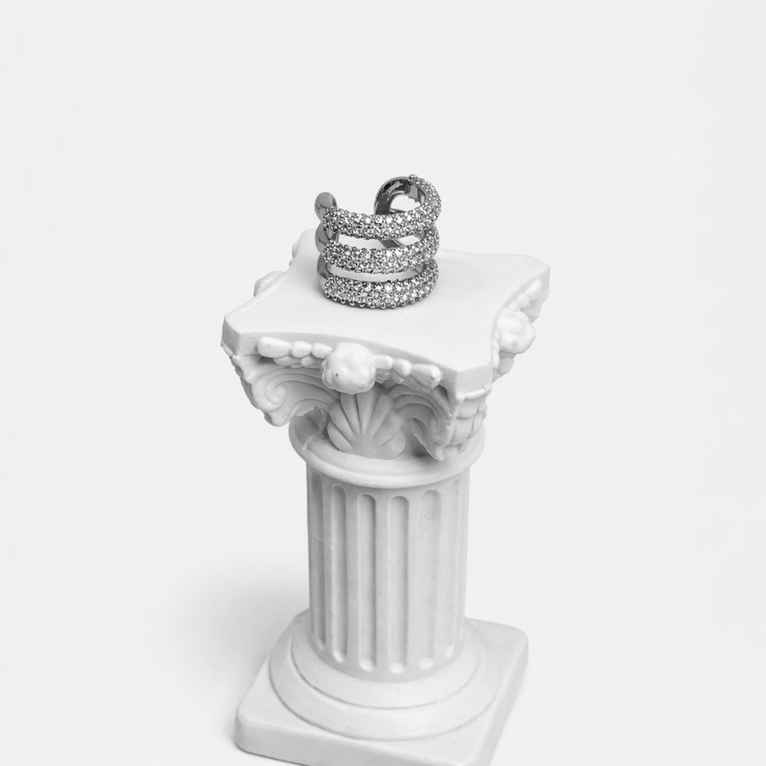 Triple Pave Silver Ear Cuff