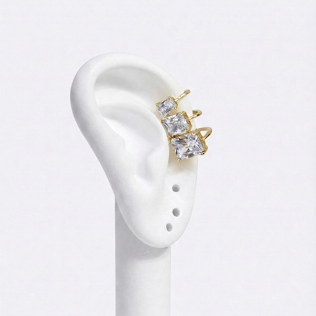 Triple Radiance Gold Ear Cuff