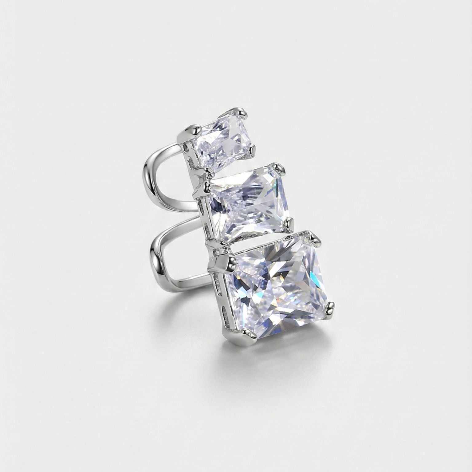 Triple Radiance Silver Ear Cuff