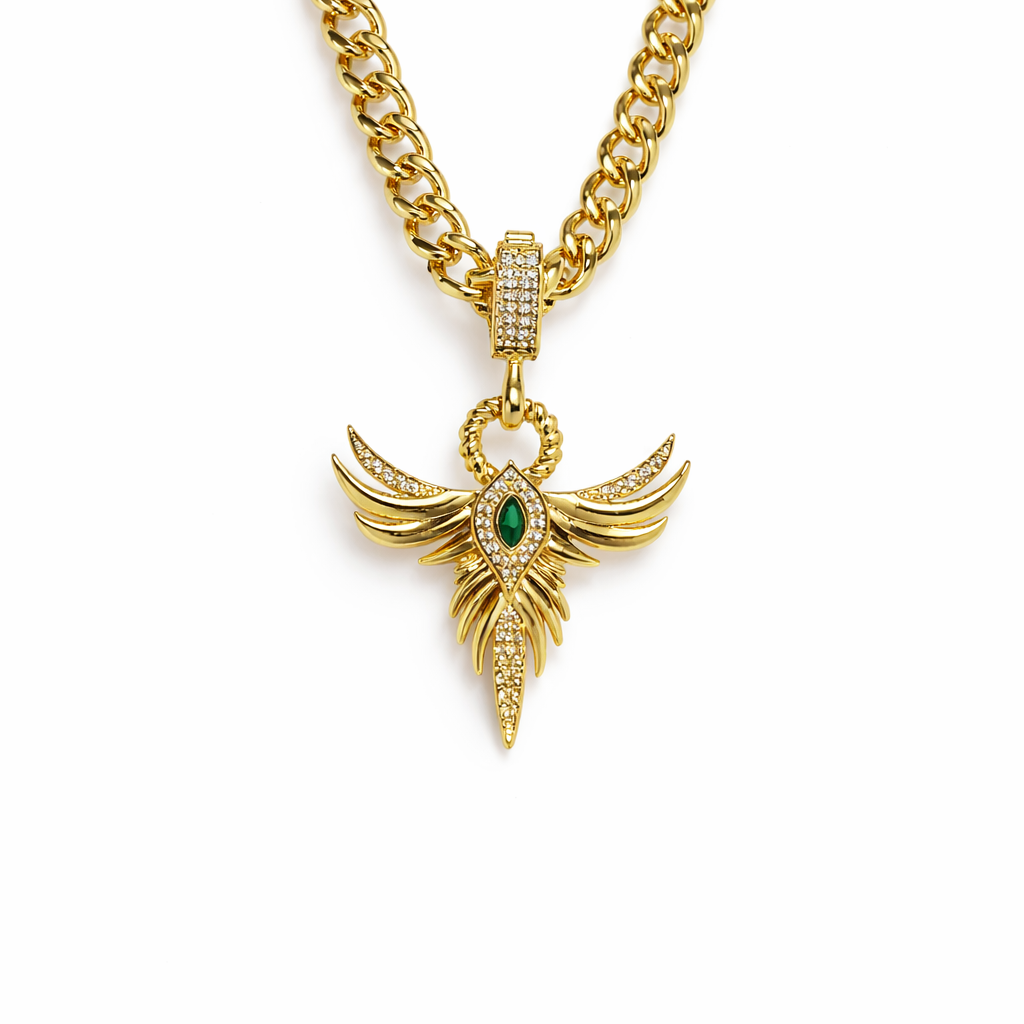 Winged Emerald Gold Kolye