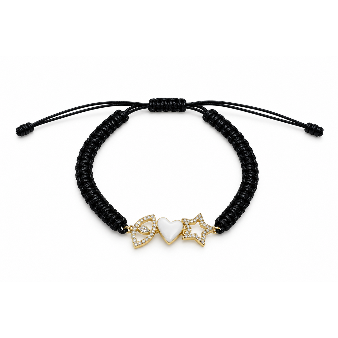 Noir Pearl Heart Bileklik
