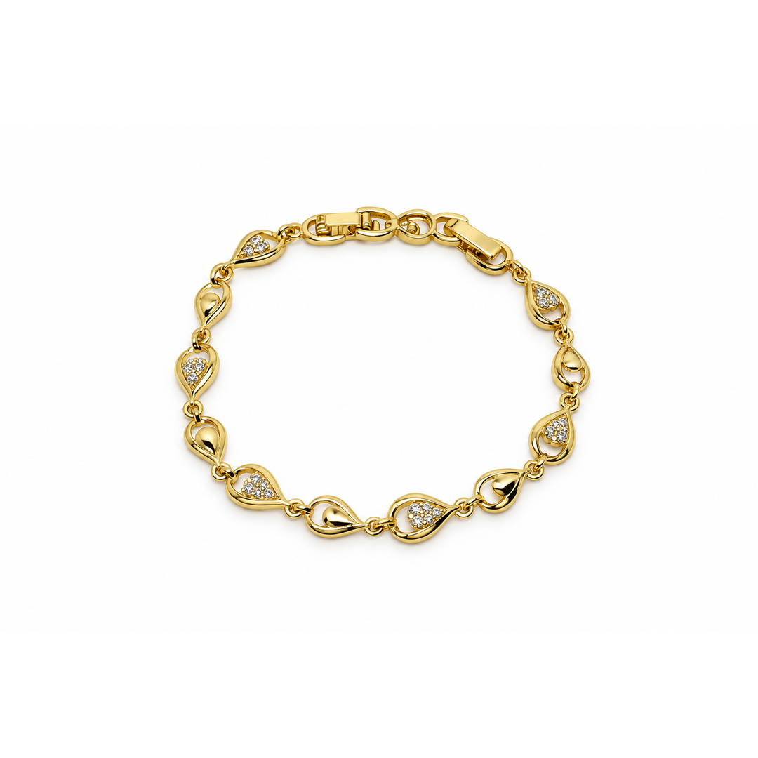 Teardrop Crystal Gold Bileklik