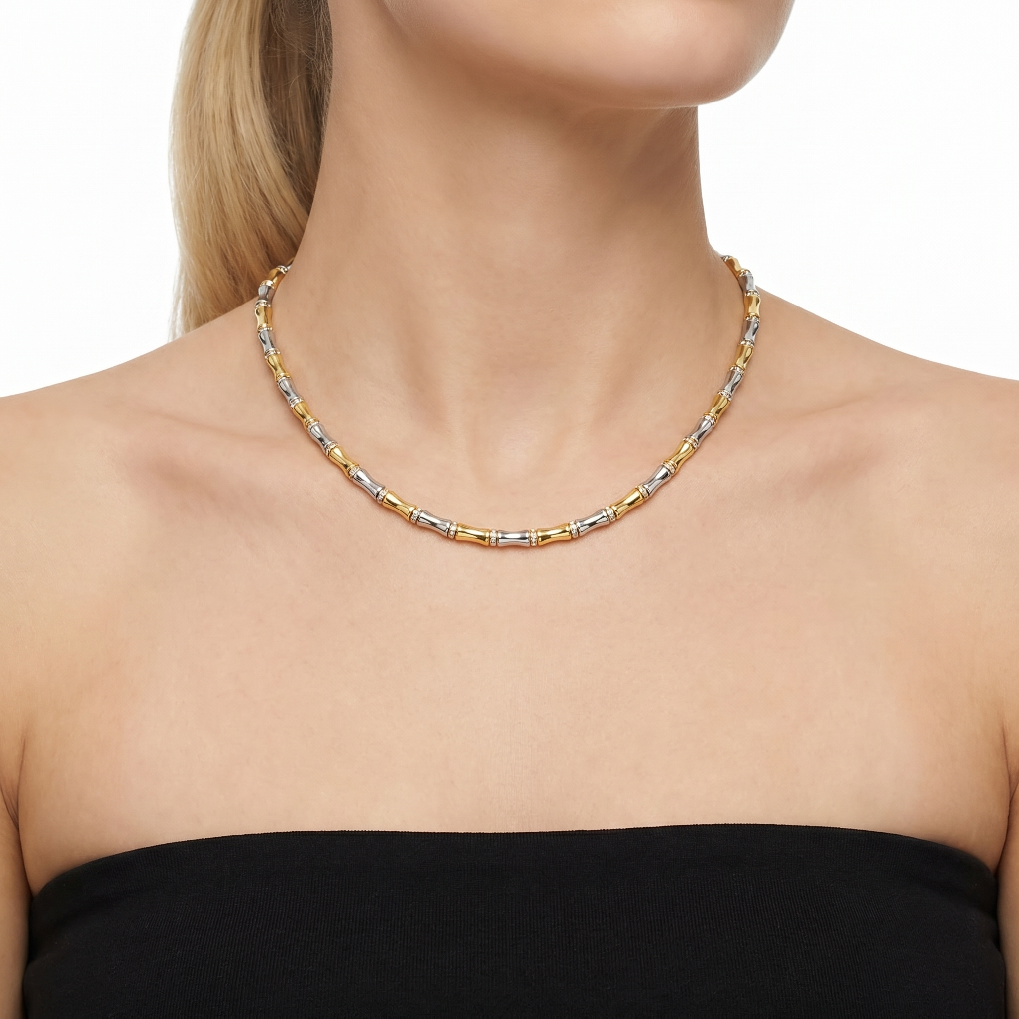 Bambu Loop Silver & Gold Kolye
