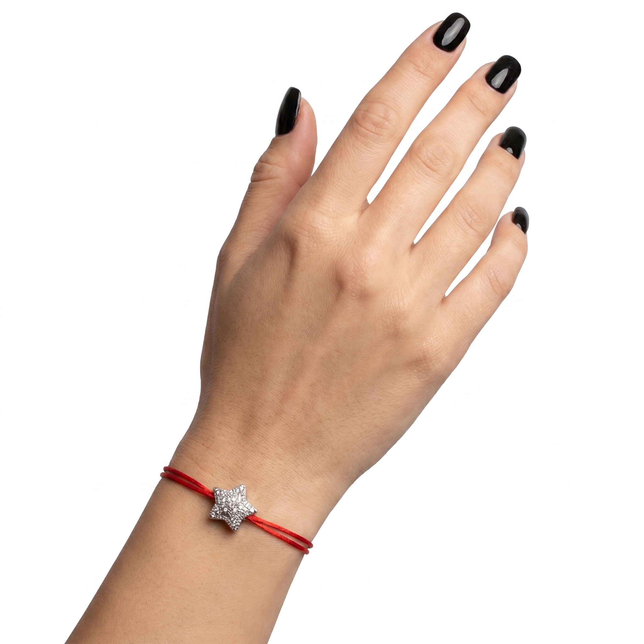 Star Charm Red İpli Silver Bileklik