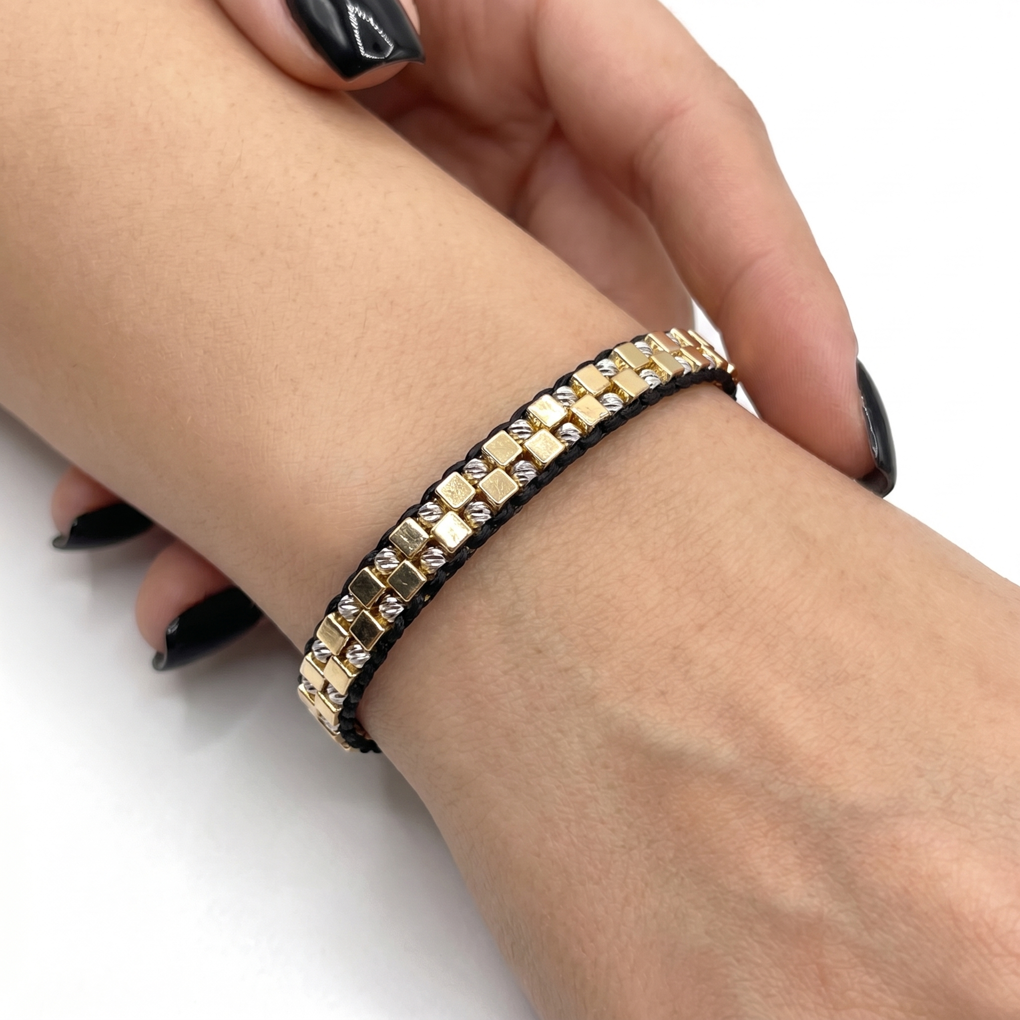 Cube Weave Siyah İpli Bileklik