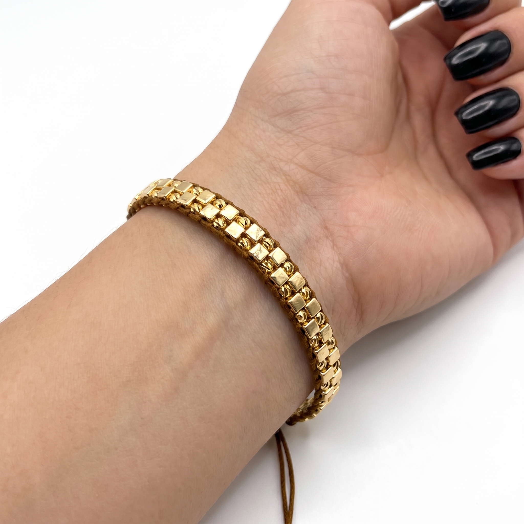 Cube Weave Kahverengi İpli Bileklik