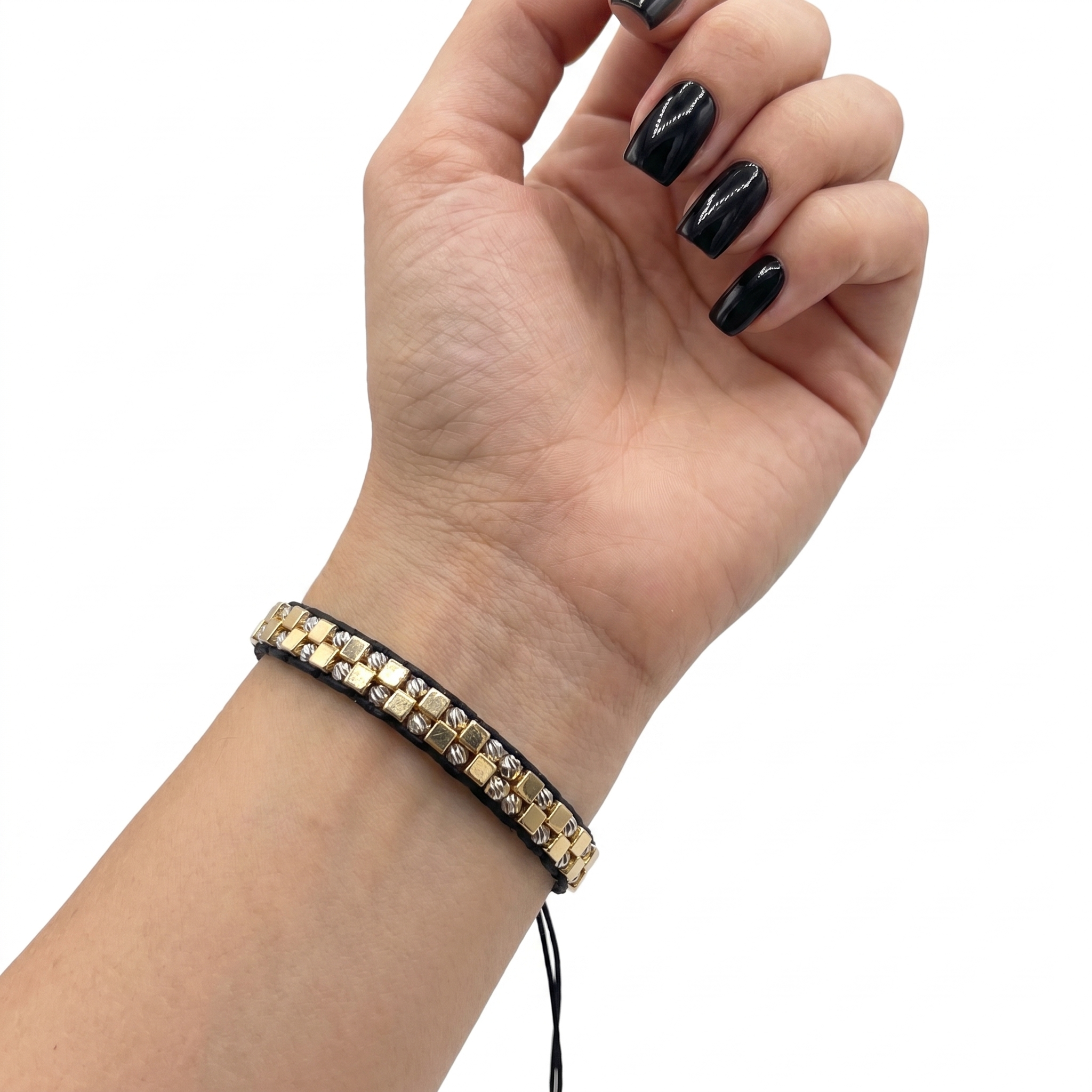 Cube Weave Siyah İpli Bileklik