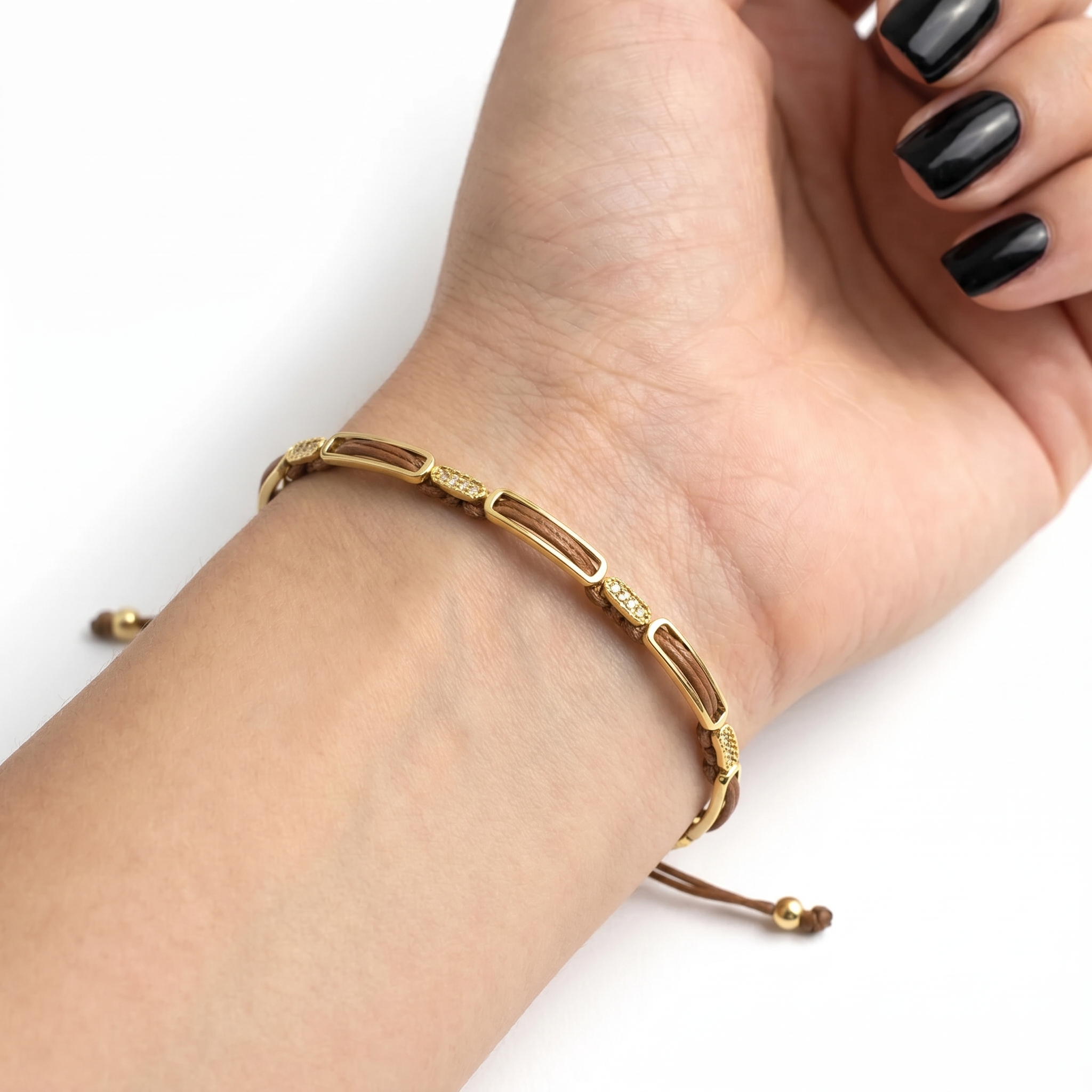 Lucky Brown İpli Gold Bileklik