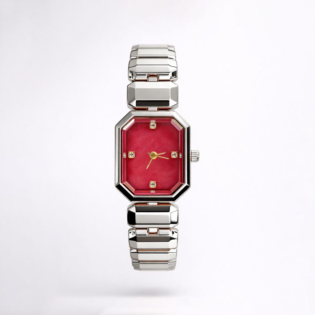 Luxe Red Silver Saat