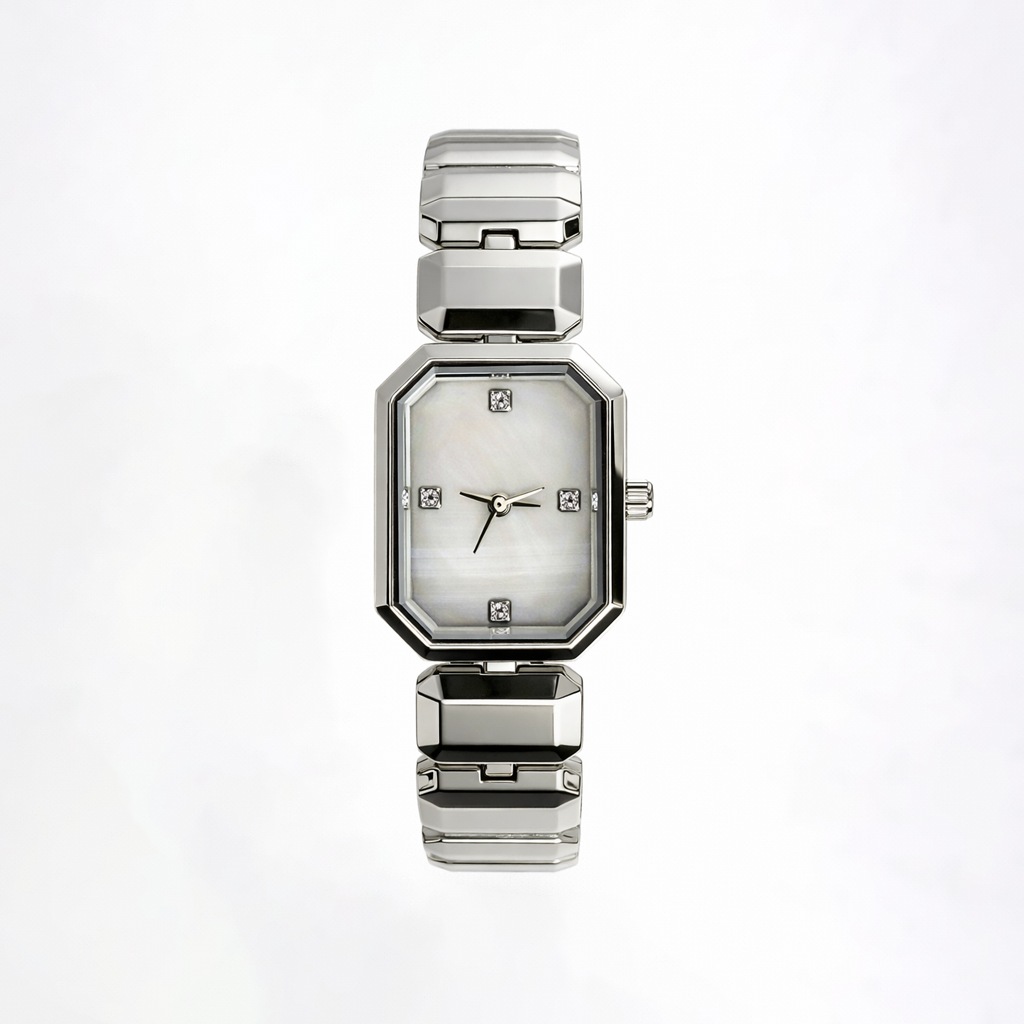 Luxe White Silver Saat