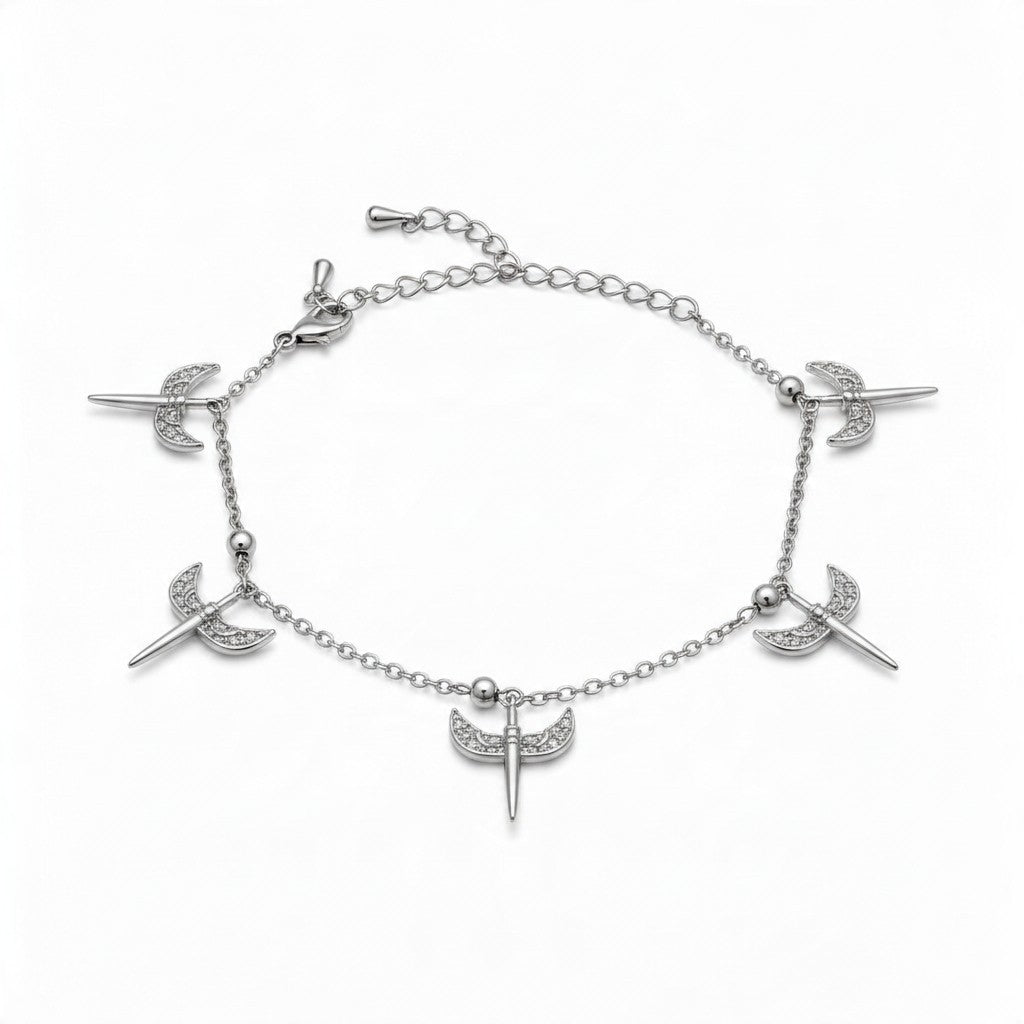 Perle Jewelry Swallow Silver Bileklik, rodyum kaplama pirinç, taş detaylı kırlangıç figürlü ayarlanabilir zincir